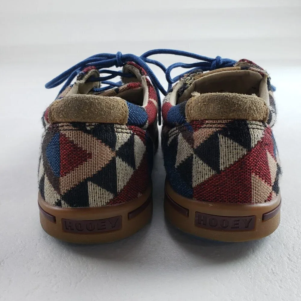 Twisted X Hooey Loper Shoe Kids 2 Blue Red Southwest Aztec Lace Up Moc Girl Boy